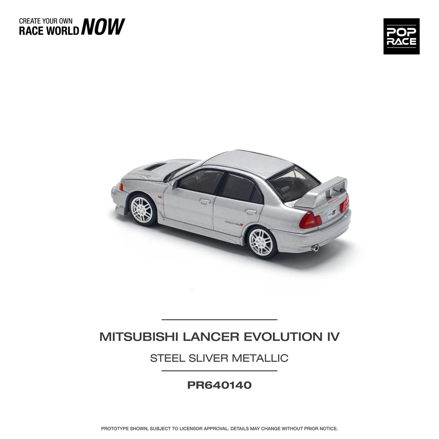 Pop Race - Mitsubishi Lancer Evolution IV Steel Silver Metallic - Scala 1/64 PR64-140