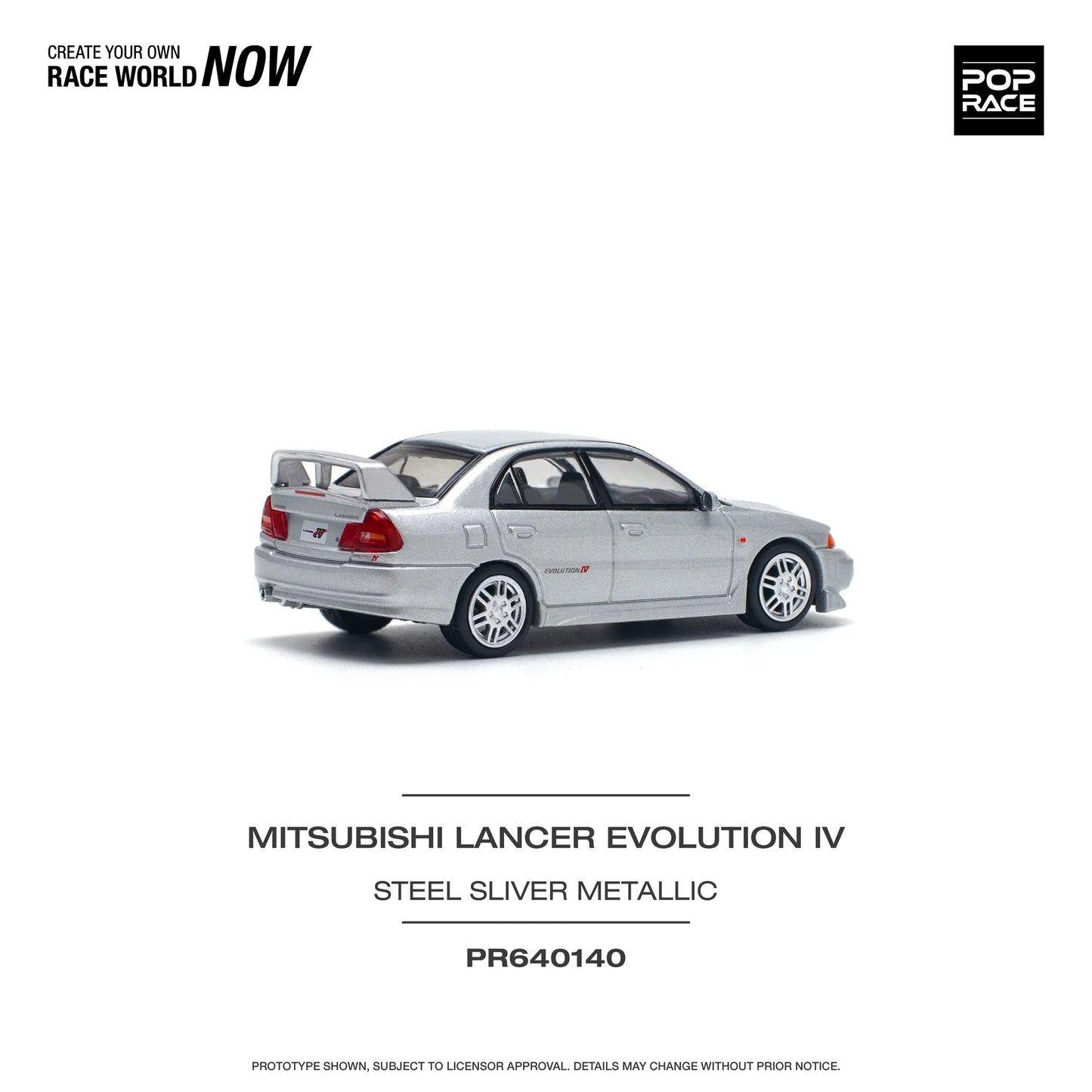 Pop Race - Mitsubishi Lancer Evolution IV Steel Silver Metallic - Scala 1/64 PR64-140