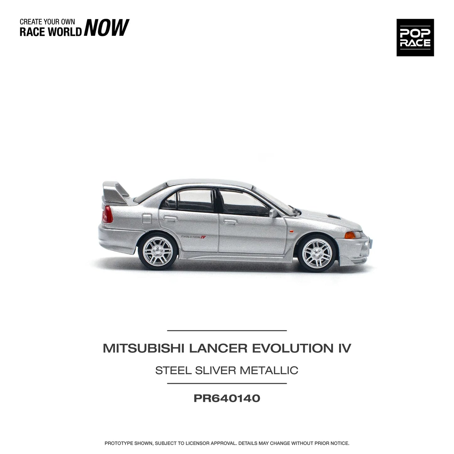 Pop Race - Mitsubishi Lancer Evolution IV Steel Silver Metallic - Scala 1/64 PR64-140