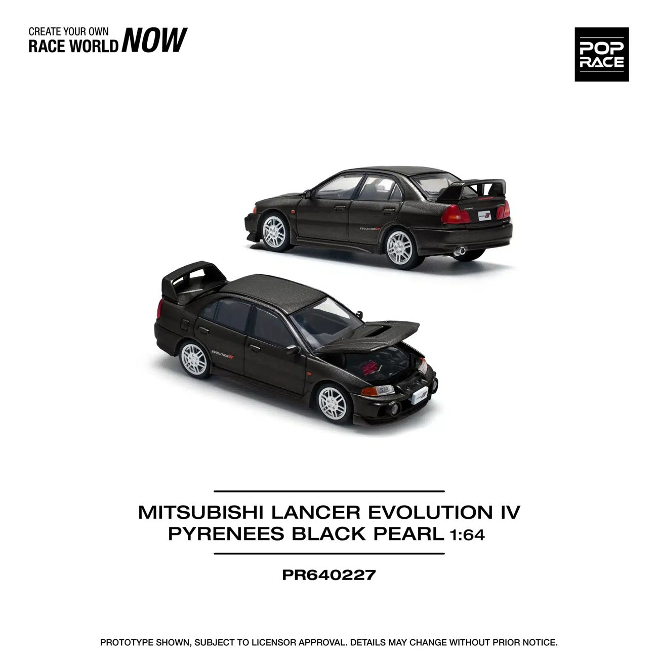 Pop Race - Mitsubishi Lancer Evolution IV Pyrenees Black Pearl - Scala 1/64 PR64-227