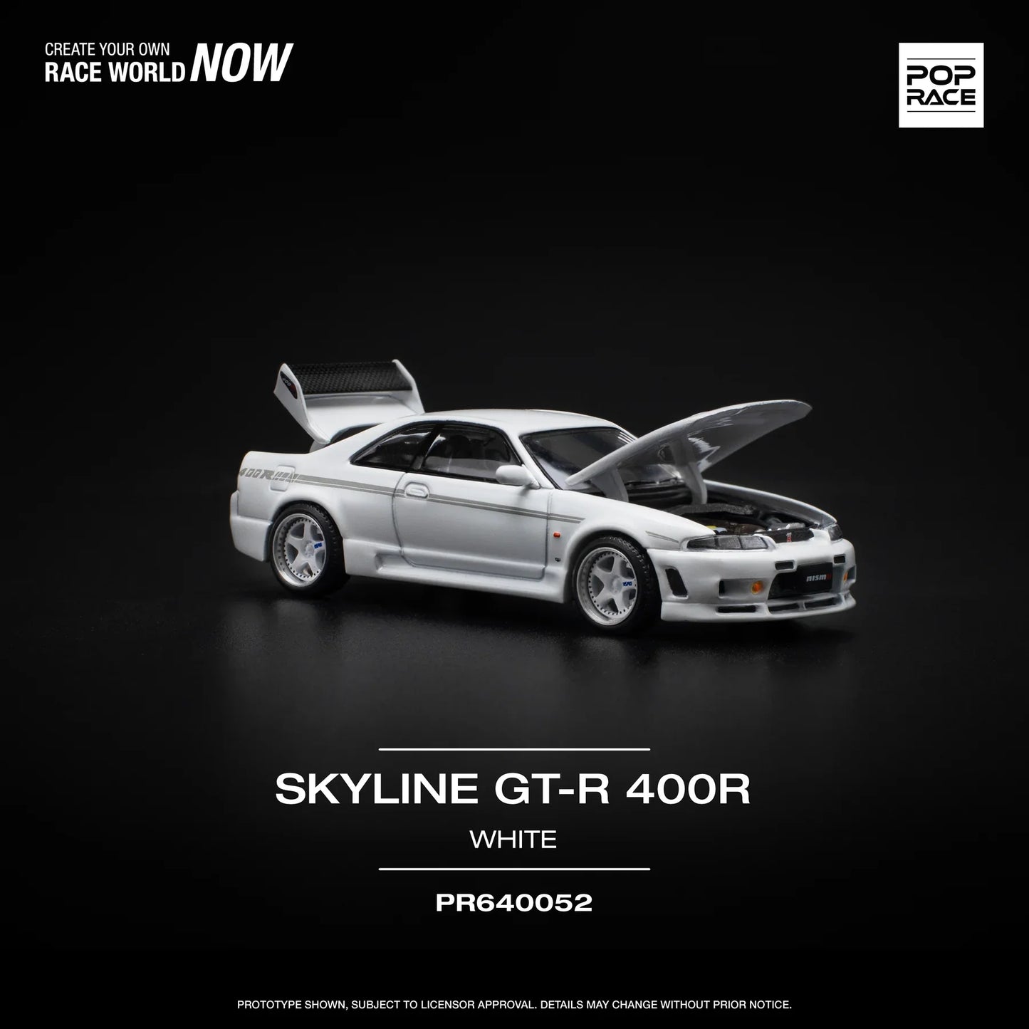 Pop Race - Nissan GT-R R33 Nismo 400R White - Scale 1/64 PR64-52