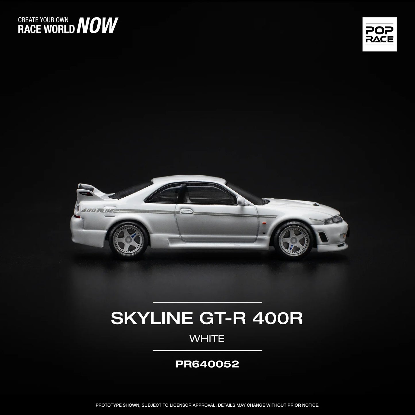 Pop Race - Nissan GT-R R33 Nismo 400R White - Scale 1/64 PR64-52