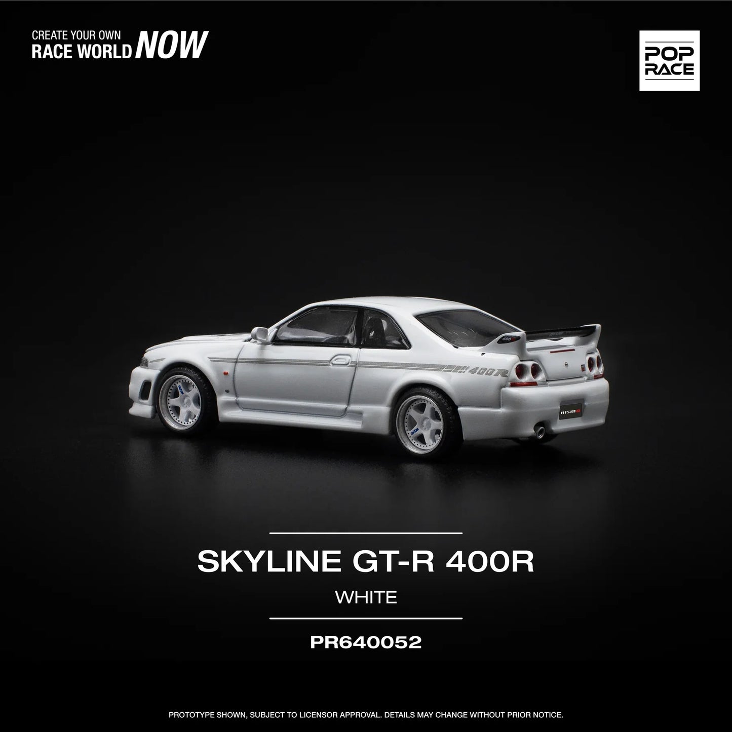 Pop Race - Nissan GT-R R33 Nismo 400R White - Scale 1/64 PR64-52