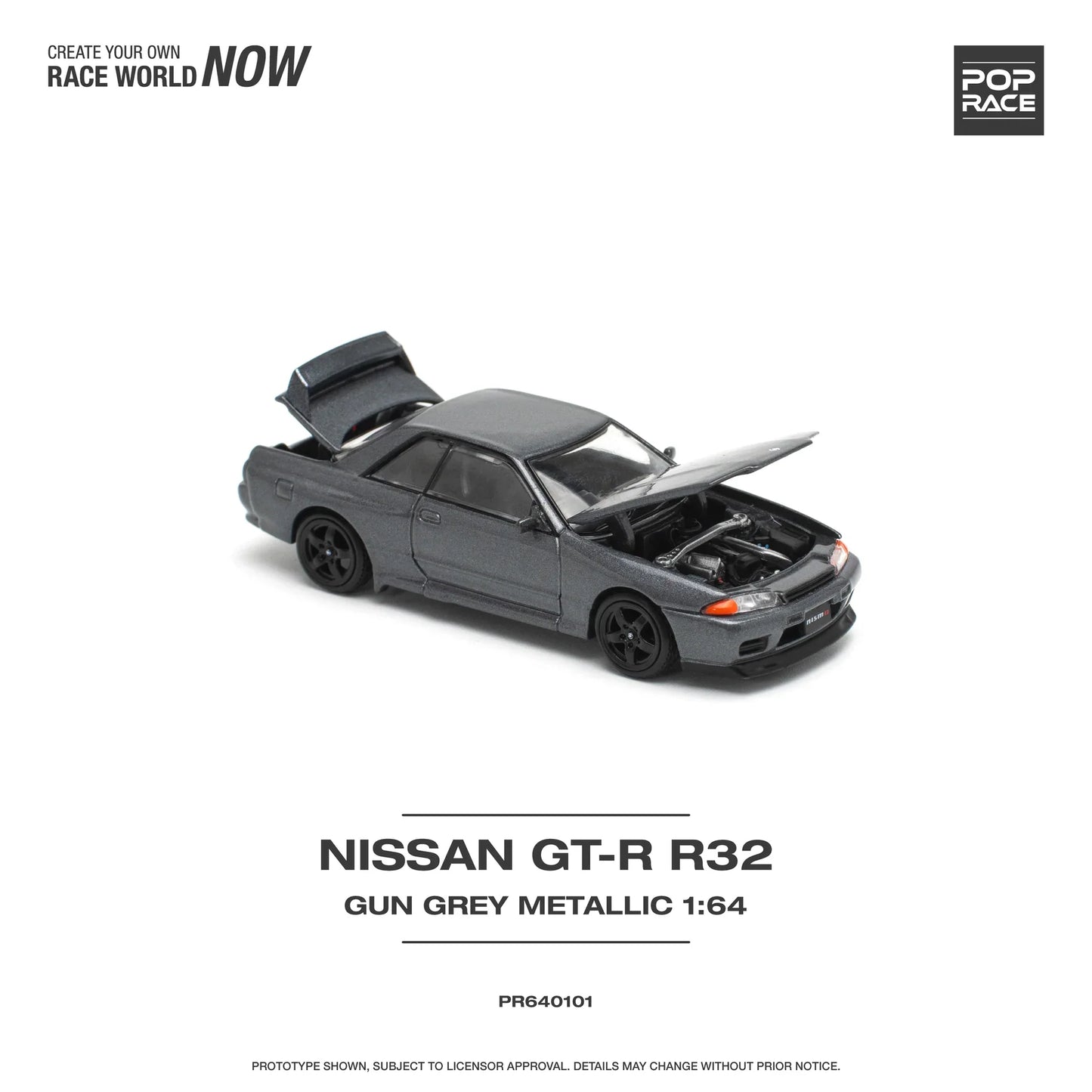 Pop Race - Nissan Skyline GT-R R32 Gun Grey Metallic - Scala 1/64 PR64-0101