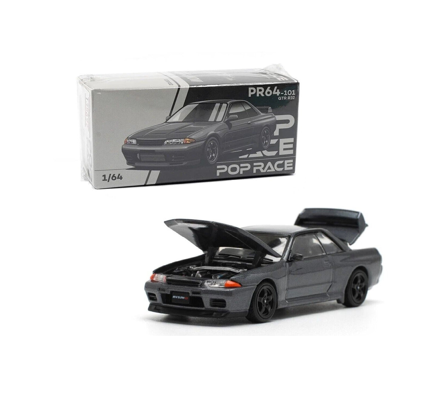 Pop Race - Nissan Skyline GT-R R32 Gun Grey Metallic - Scala 1/64 PR64-0101