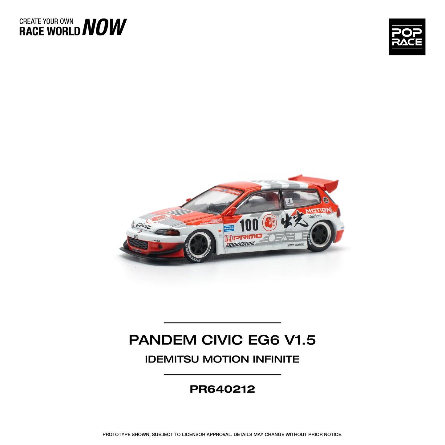Pop Race - Honda Pandem Civic EG6 V1.5 Idemitsu Motion Infinite - Scala 1/64 PR64-212