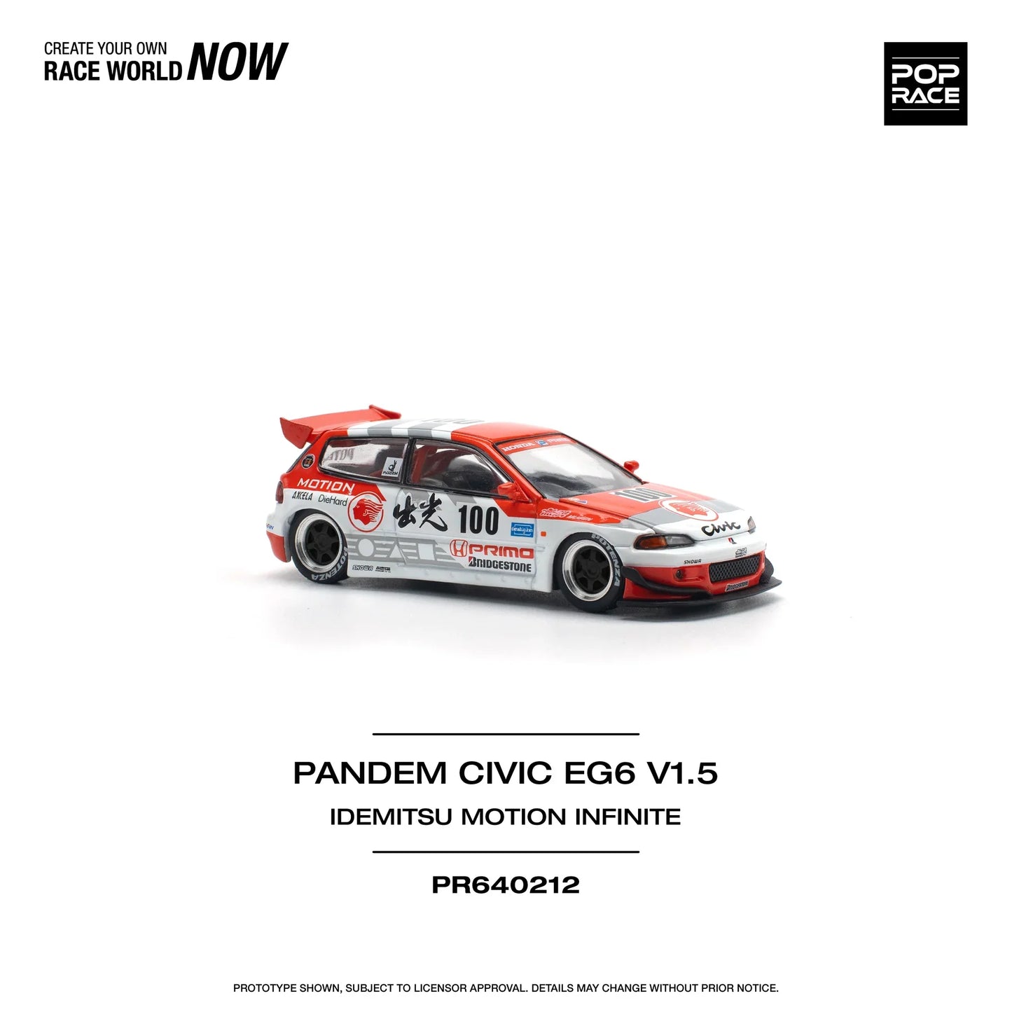 Pop Race - Honda Pandem Civic EG6 V1.5 Idemitsu Motion Infinite - Scala 1/64 PR64-212
