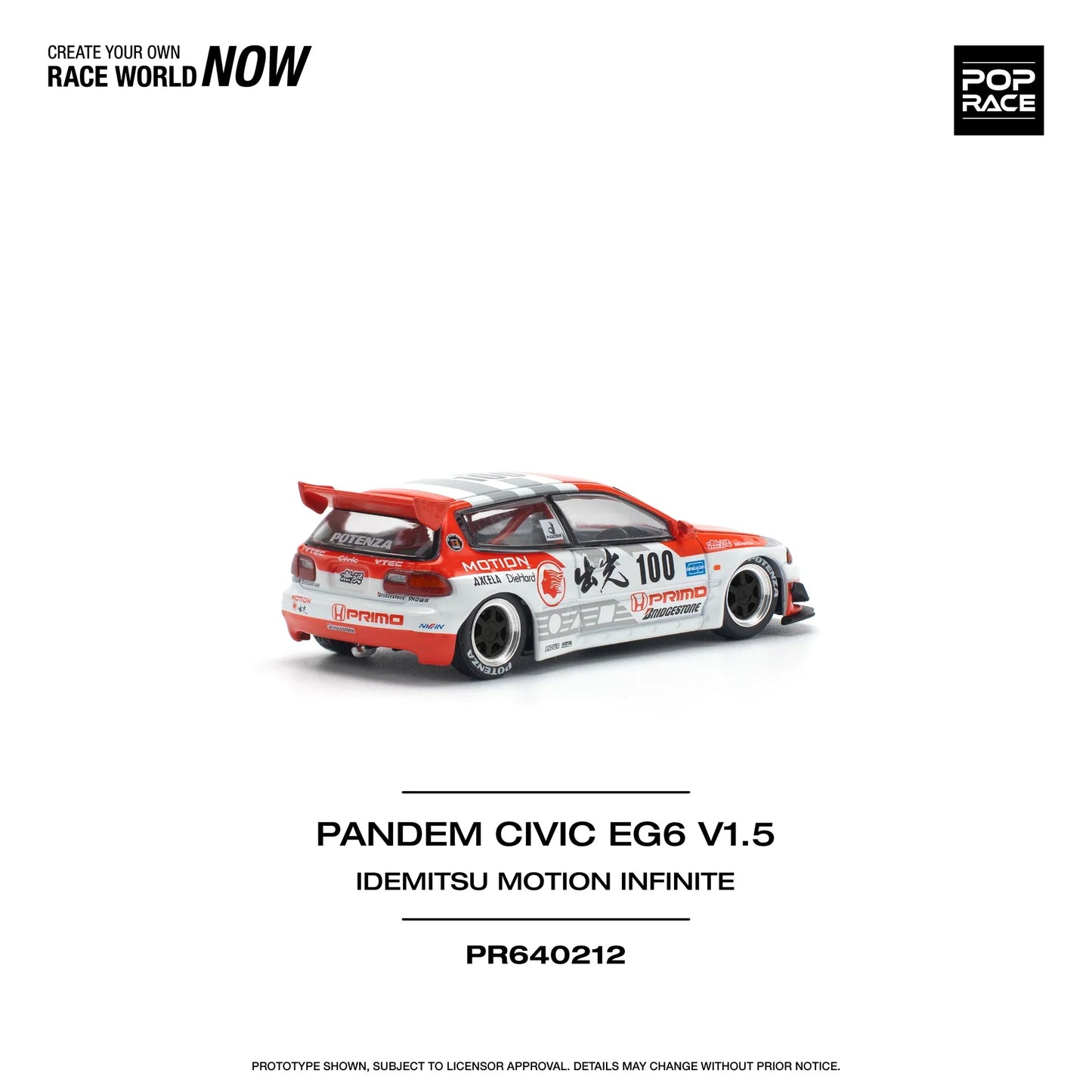 Pop Race - Honda Pandem Civic EG6 V1.5 Idemitsu Motion Infinite - Scala 1/64 PR64-212