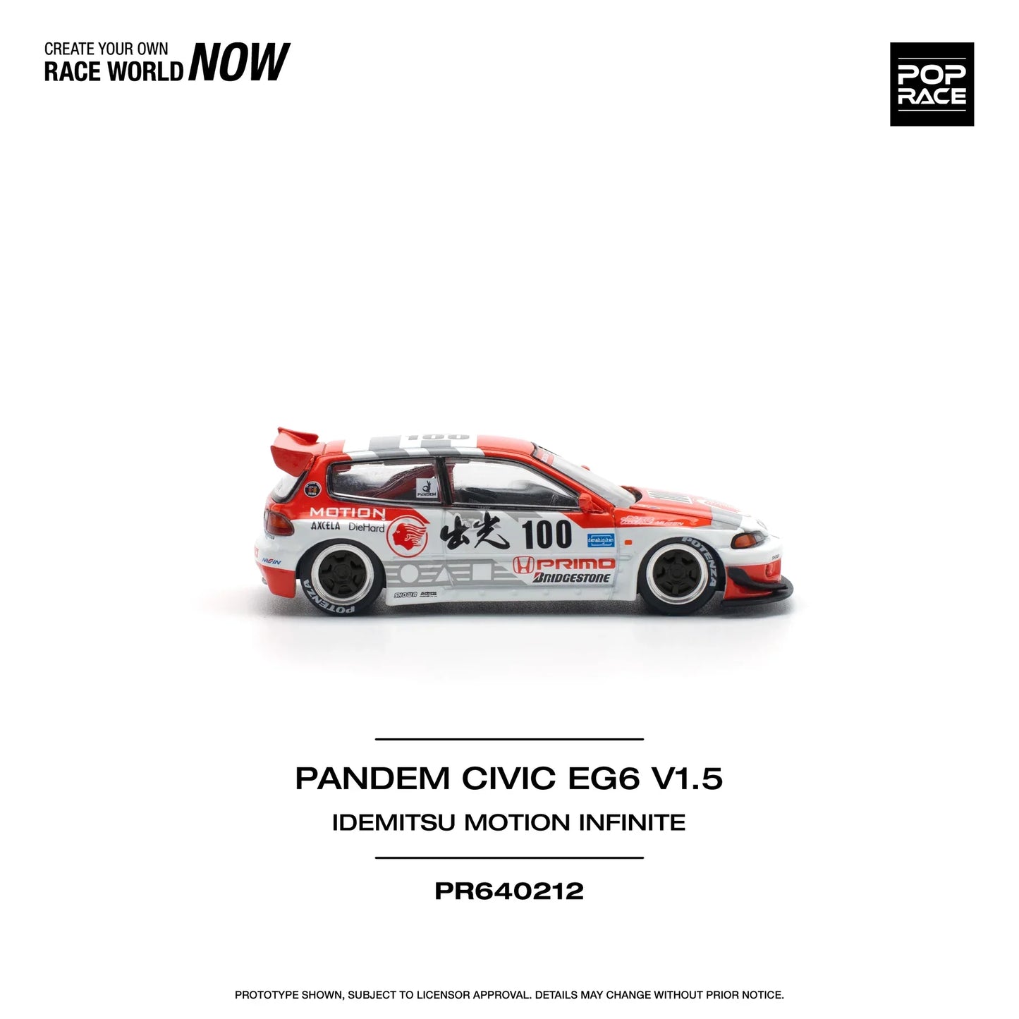 Pop Race - Honda Pandem Civic EG6 V1.5 Idemitsu Motion Infinite - Scala 1/64 PR64-212