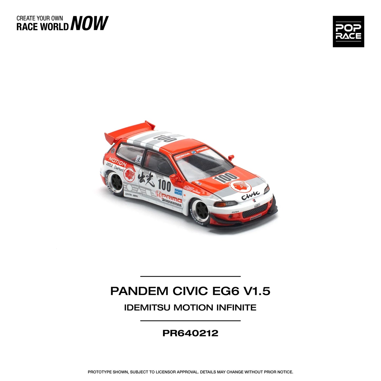 Pop Race - Honda Pandem Civic EG6 V1.5 Idemitsu Motion Infinite - Scala 1/64 PR64-212
