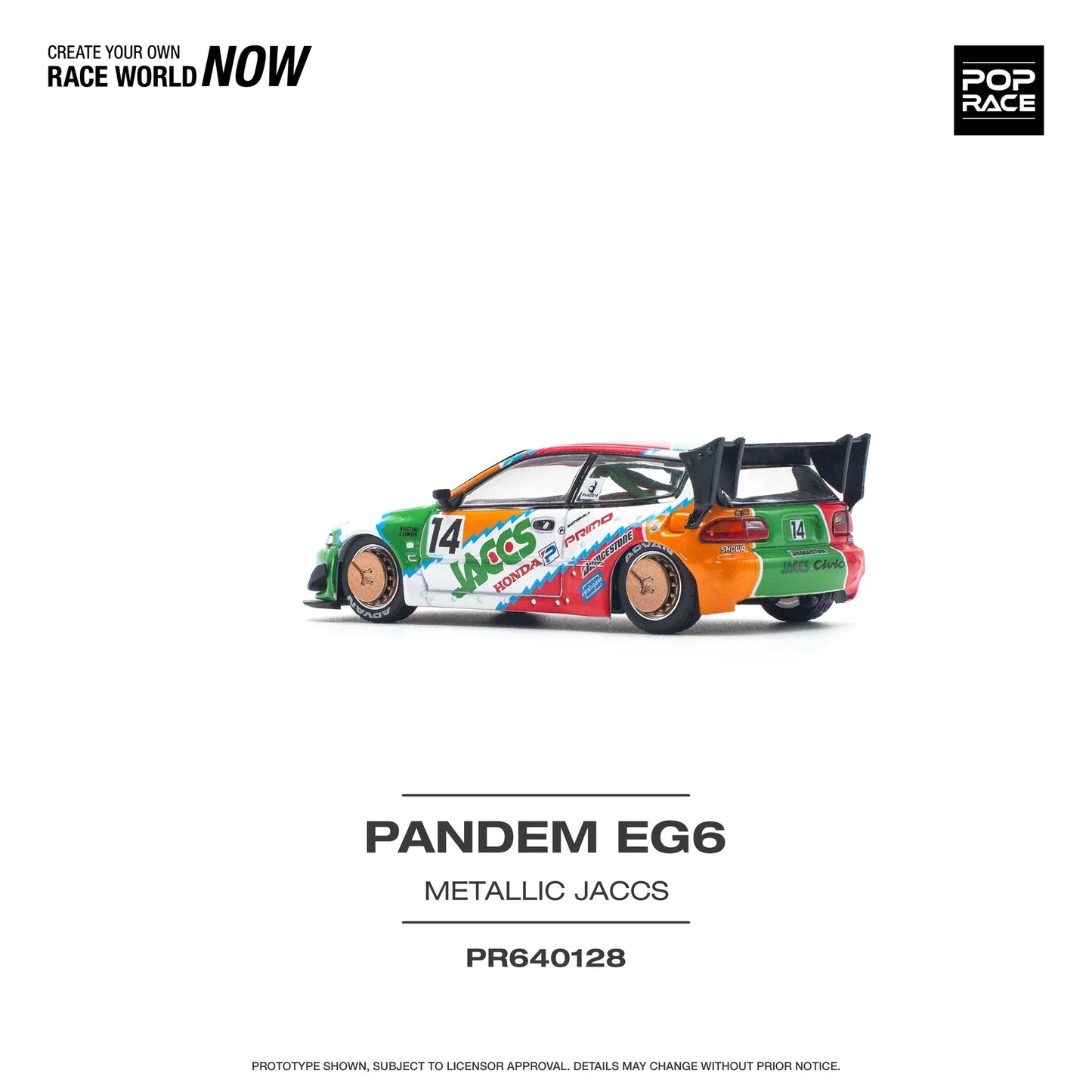 Pop Race - Pandem Civic EG6 #14 "JACCS" - Scala 1/64 PR64-128