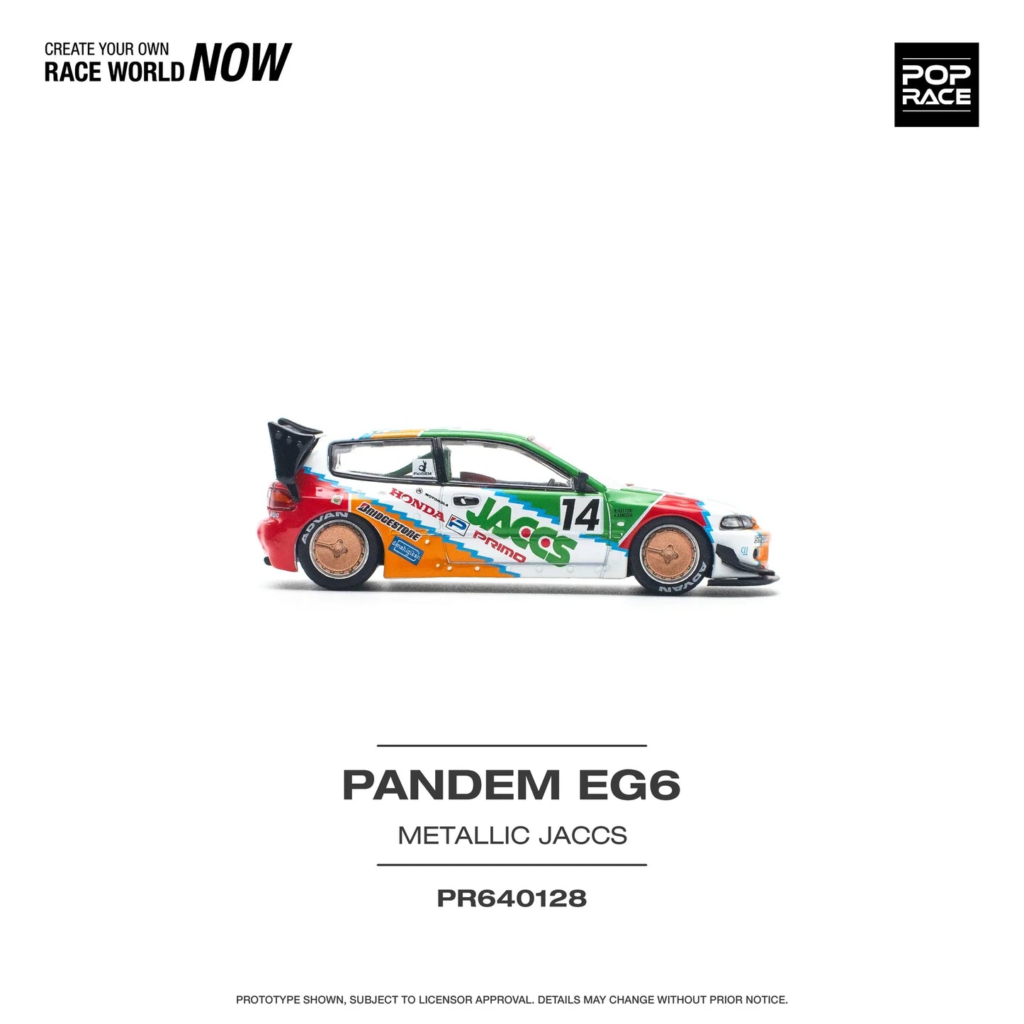 Pop Race - Pandem Civic EG6 #14 "JACCS" - Scala 1/64 PR64-128