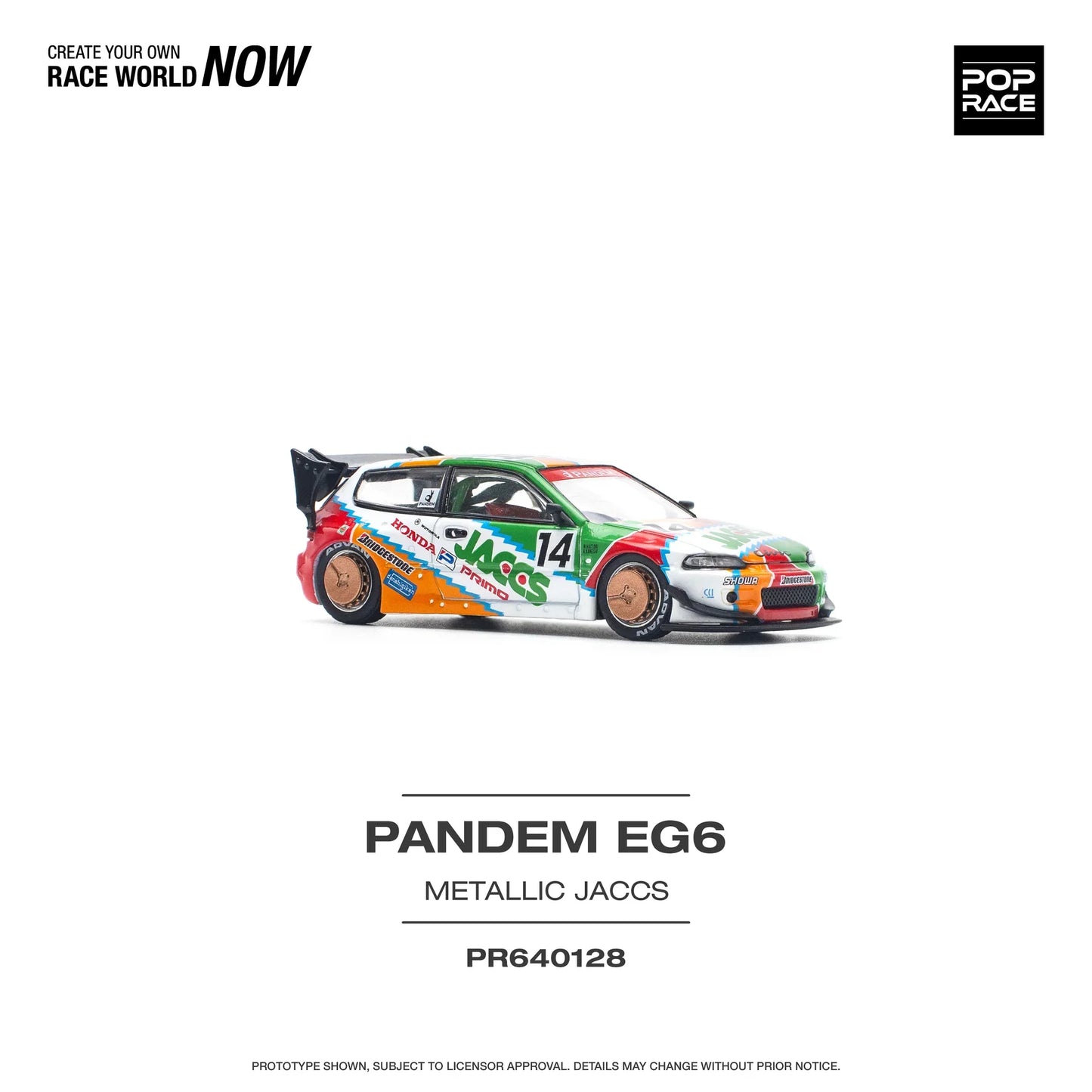 Pop Race - Pandem Civic EG6 #14 "JACCS" - Scala 1/64 PR64-128