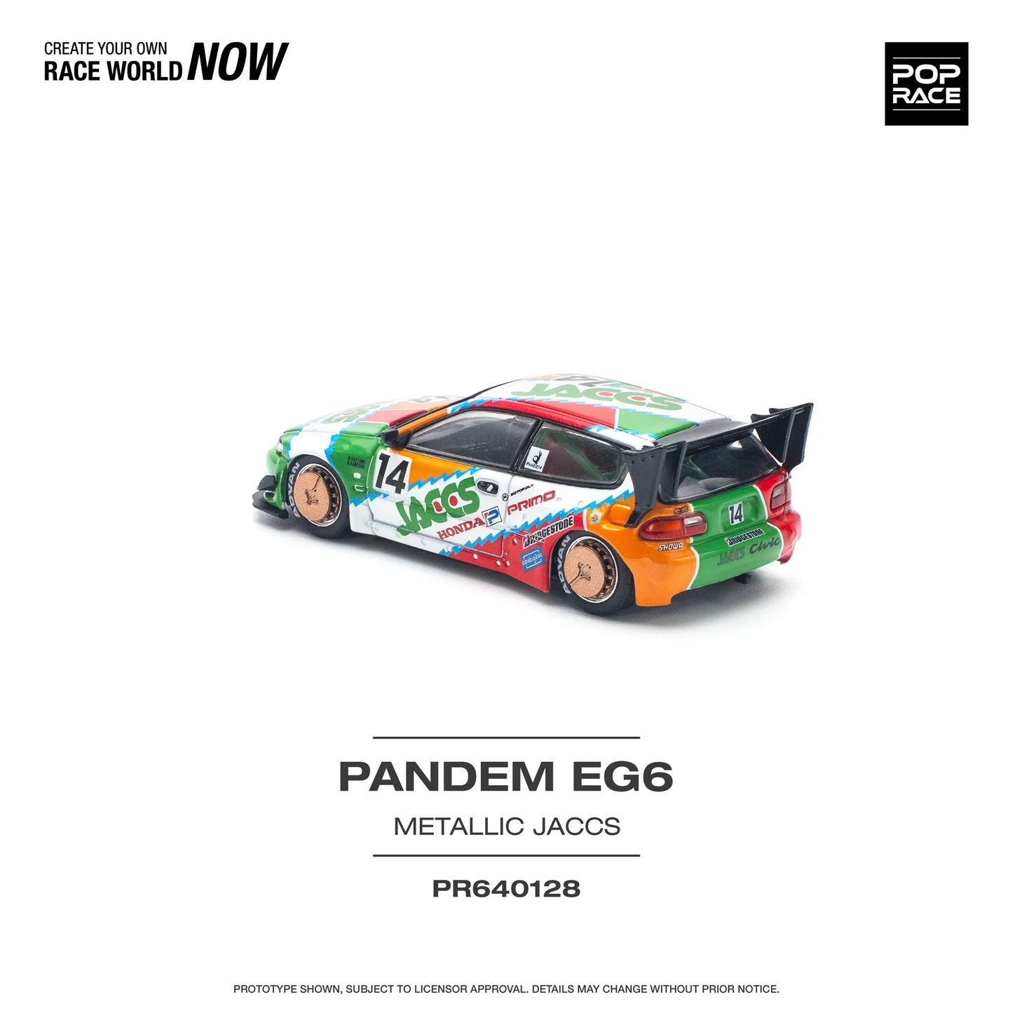 Pop Race - Pandem Civic EG6 #14 "JACCS" - Scala 1/64 PR64-128