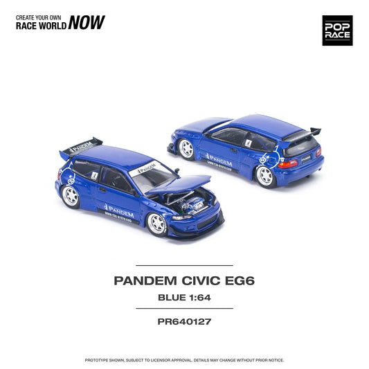 Pop Race - Pandem Civic EG6 Bleu métallisé - Échelle 1/64 PR64-0127 EAN 6973027528618