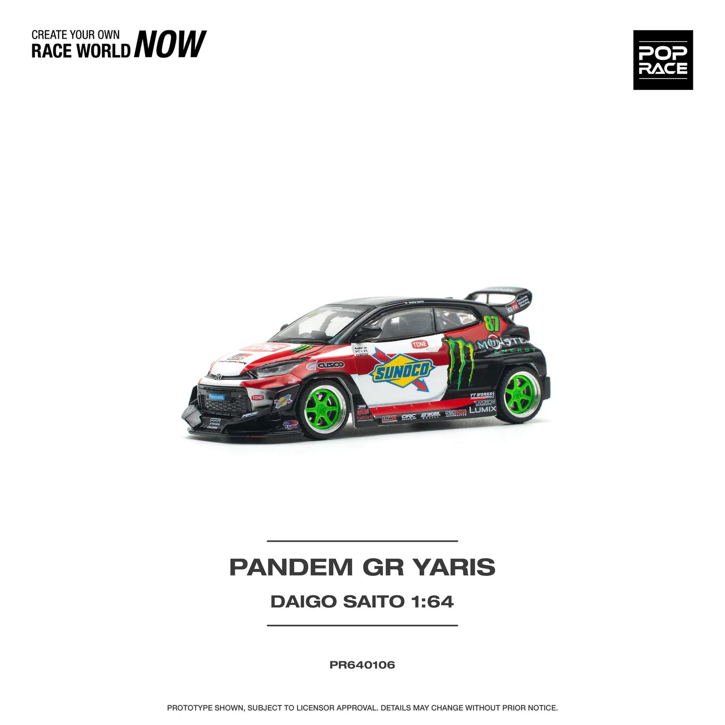 Pop Race - Toyota Pandem GR Yaris "Daigo Saito" - Scala 1/64 PR64-0106