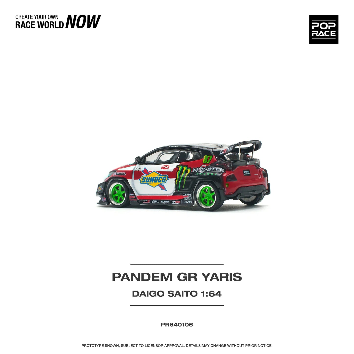 Pop Race - Toyota Pandem GR Yaris "Daigo Saito" - Scala 1/64 PR64-0106