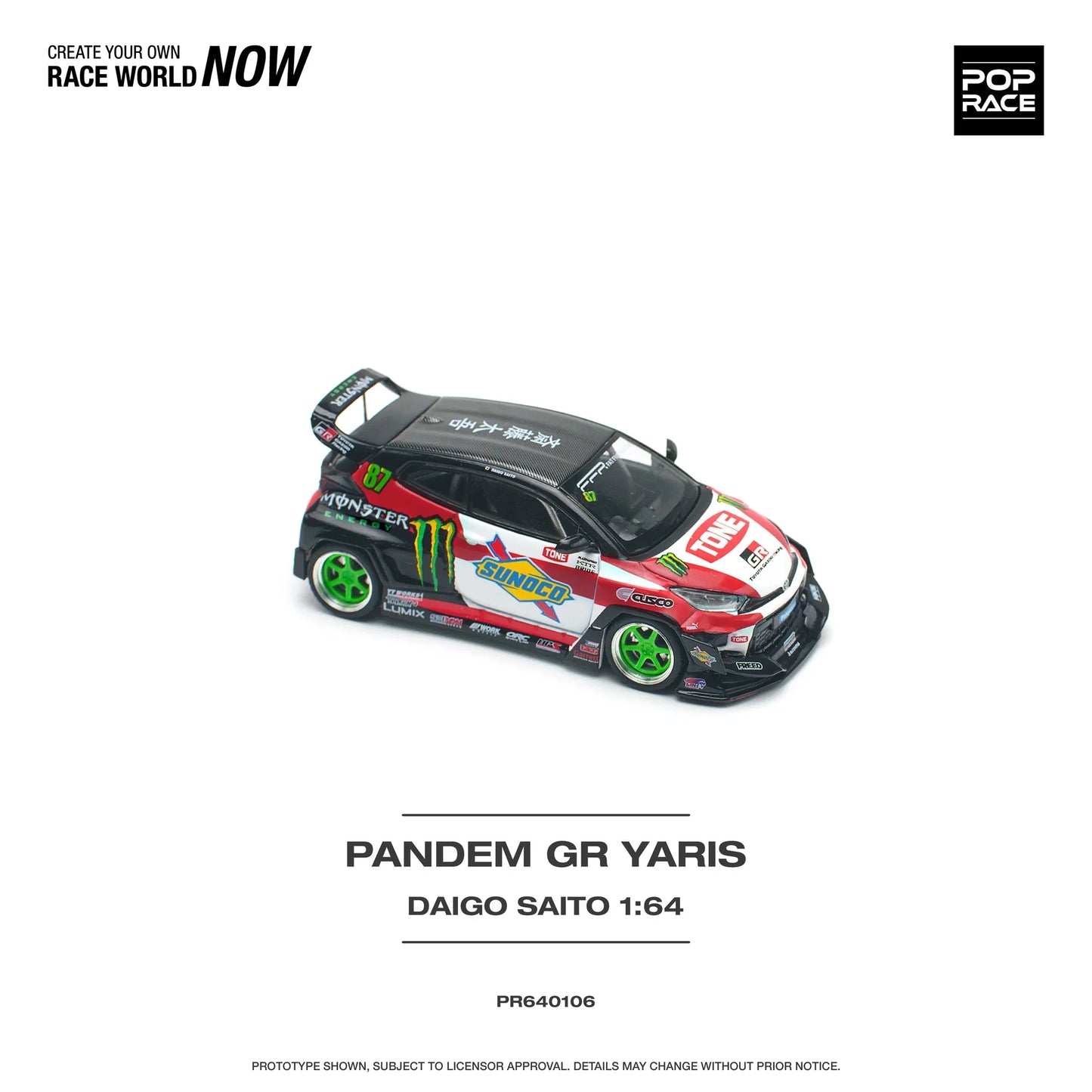 Pop Race - Toyota Pandem GR Yaris "Daigo Saito" - Scala 1/64 PR64-0106
