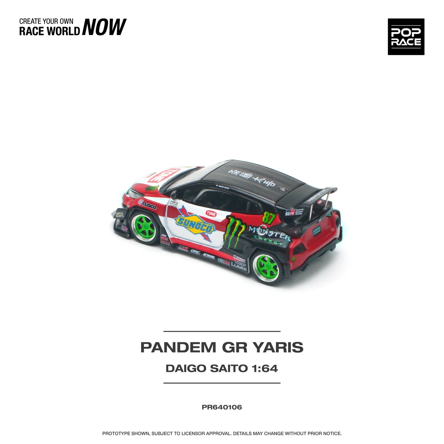 Pop Race - Toyota Pandem GR Yaris "Daigo Saito" - Scala 1/64 PR64-0106
