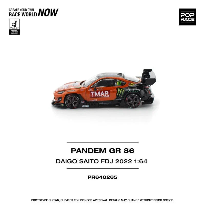 Pop Race - Pandem Toyota GR86 Daigo Saito Formula Drift Japon 2022 - Échelle 1/64 PR64-265