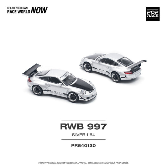 Pop Race - Porsche RWB 997 Argent Échelle 1/64 PR64-0130