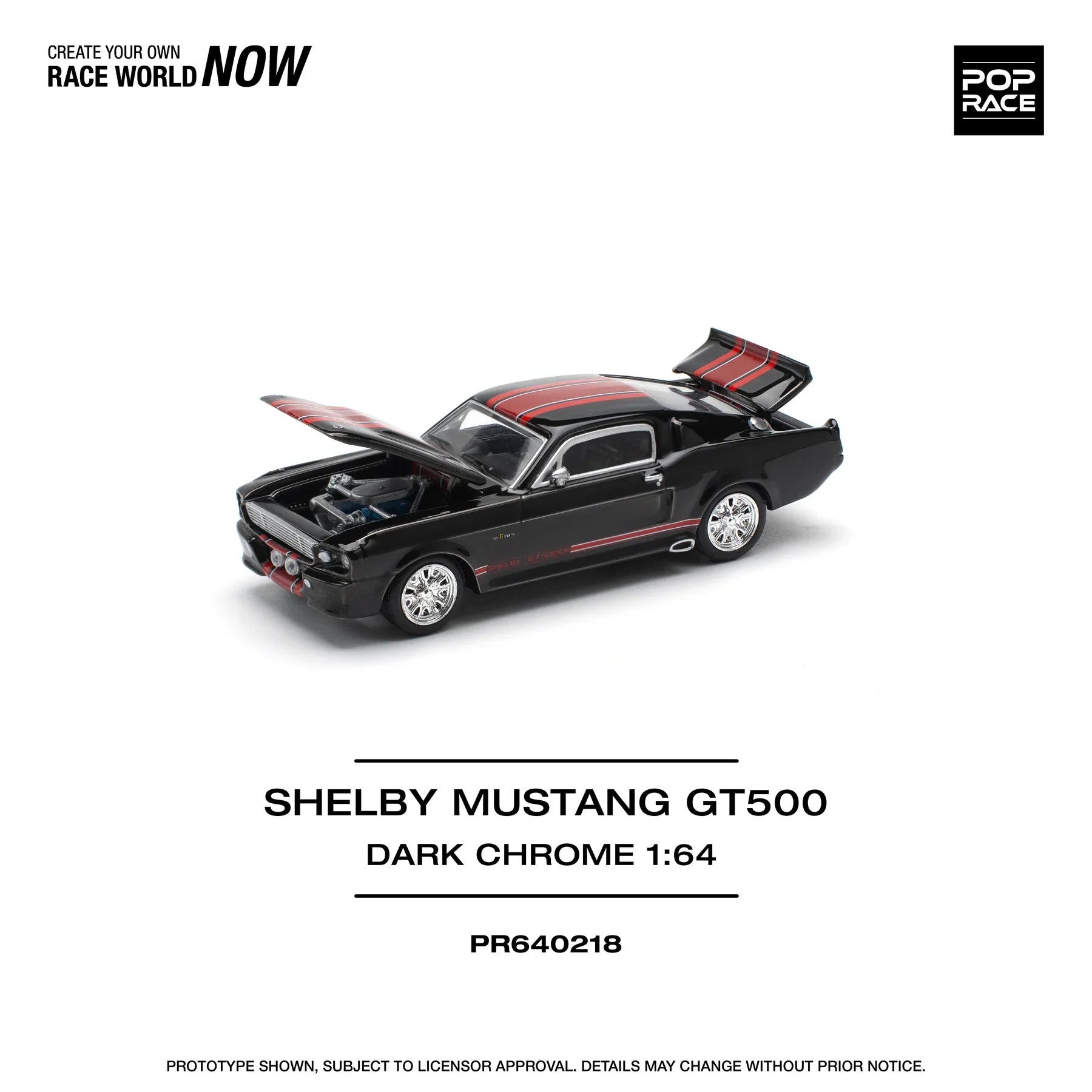 Pop Race - Shelby Mustang GT500 Dark Chrome - Scale 1/64 PR64-218