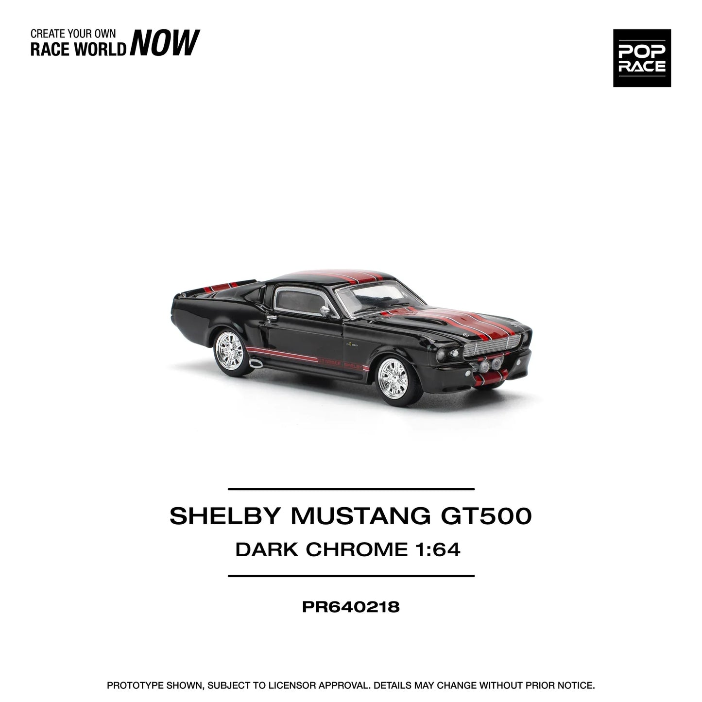 Pop Race - Shelby Mustang GT500 Chrome foncé - Échelle 1/64 PR64-218