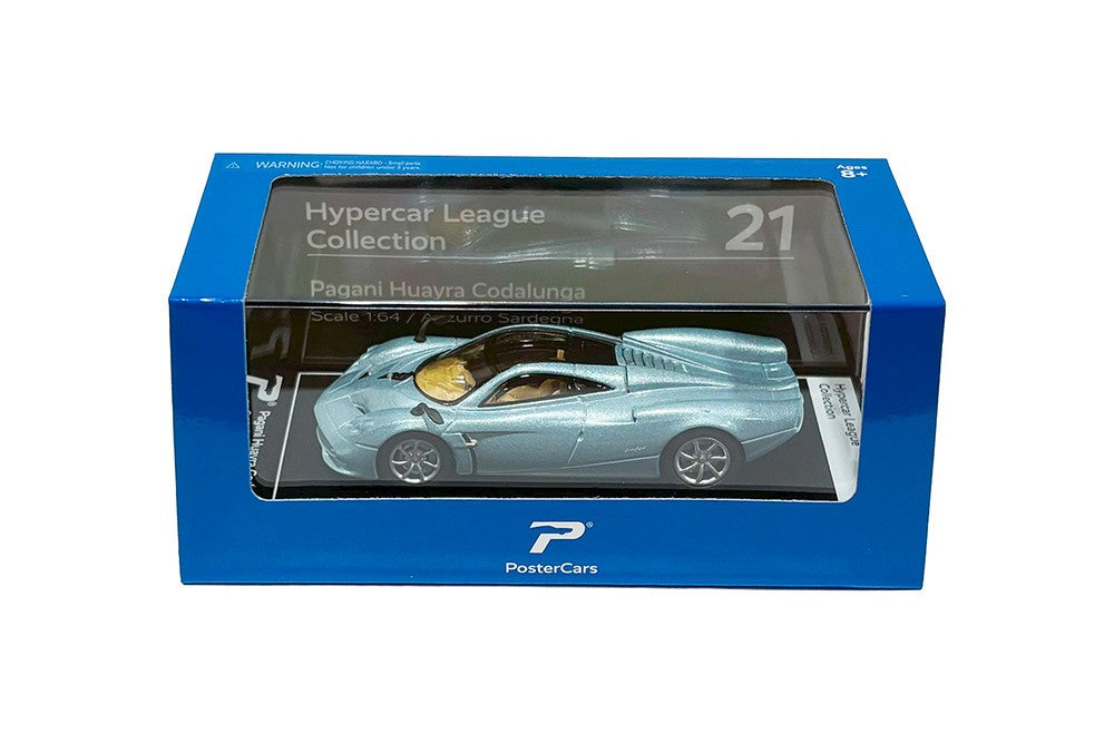 Pagani Huayra Longtail (Bleu Sardaigne) - PosterCaRS - Échelle 1/64 H21