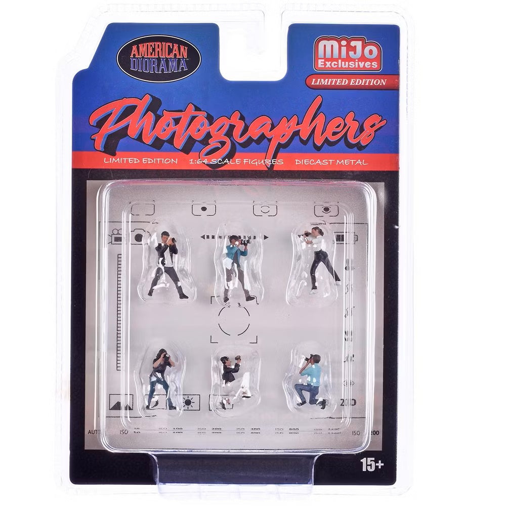 American Diorama - Coffret de 6 figurines moulées sous pression « Photographes » (6 figurines) Édition limitée MiJo Exclusives - Échelle 1/64 AD-2414MJ