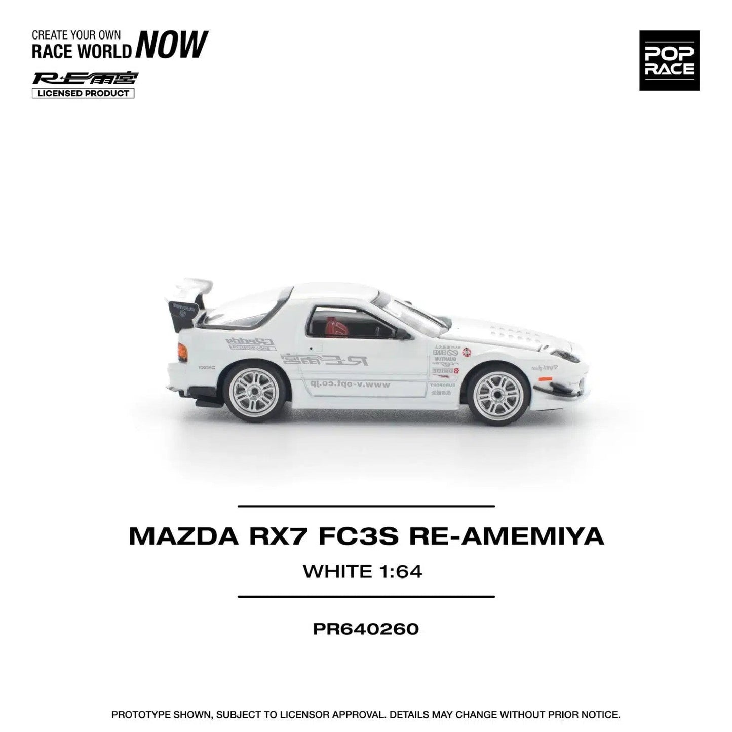 Pop Race - Mazda RX7 FC3S RE-Amemiya Blanc - Échelle 1/64 PR64-260
