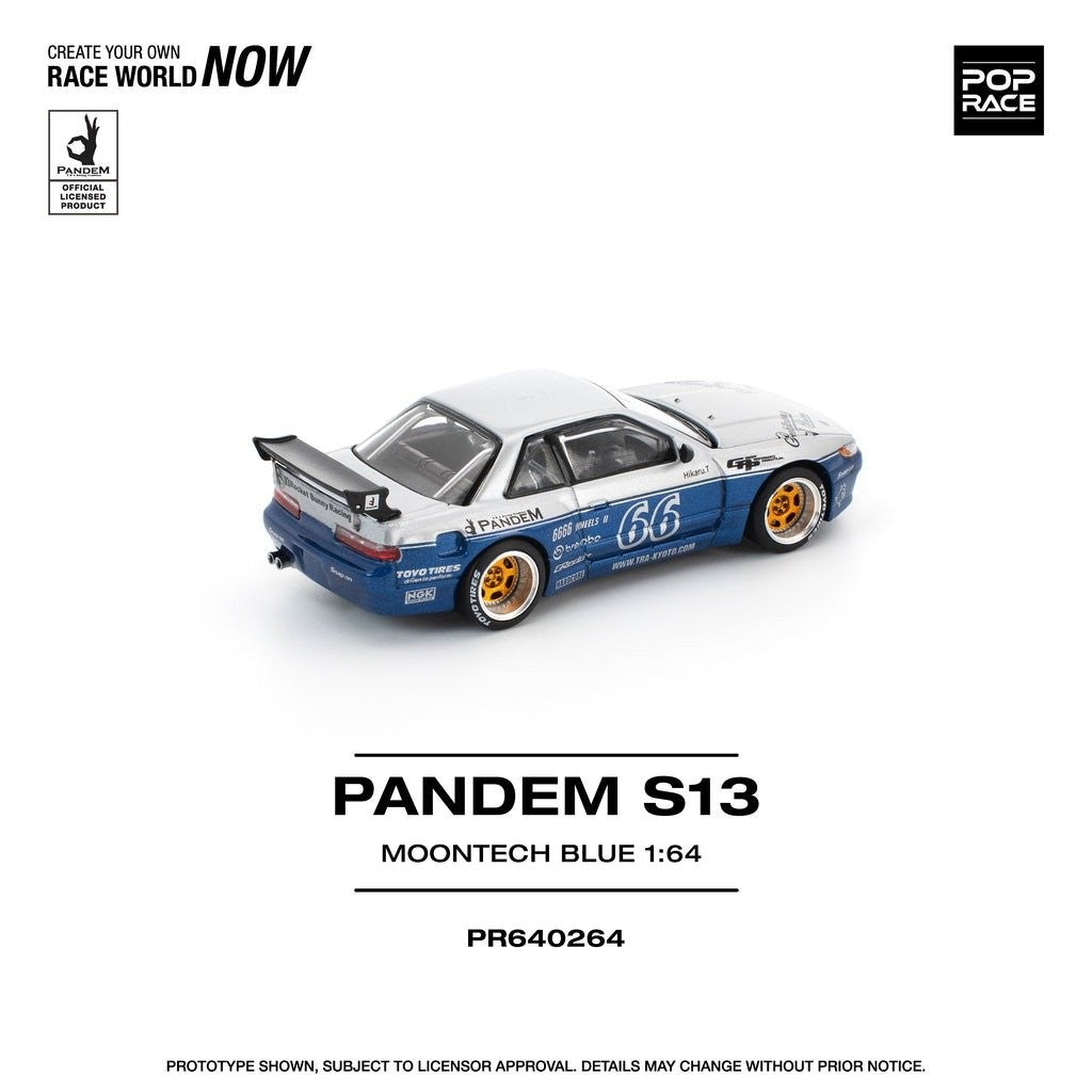 Pop Race - Pandem Nissan Silvia S13 Moontech Blue - 1/64 Scale PR64-264