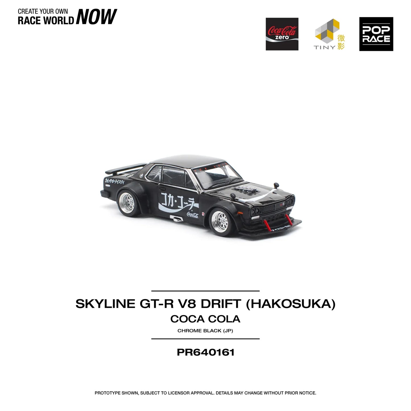 Pop Race - Skyline GT-R Drift Hakosuka JP Coca Cola Zero Black Chrome - Scala 1/64 PR64-161