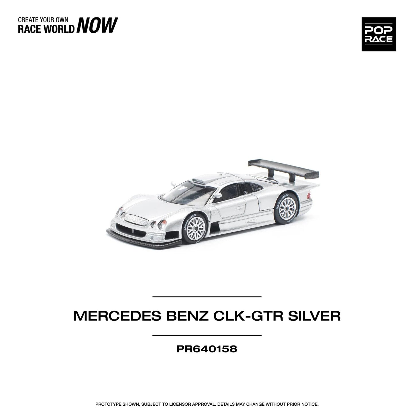 Pop Race - Mercedes-Benz CLK AMG GTR (Silver) Street Version - Pop Race - Scala 1/64 PR64-158