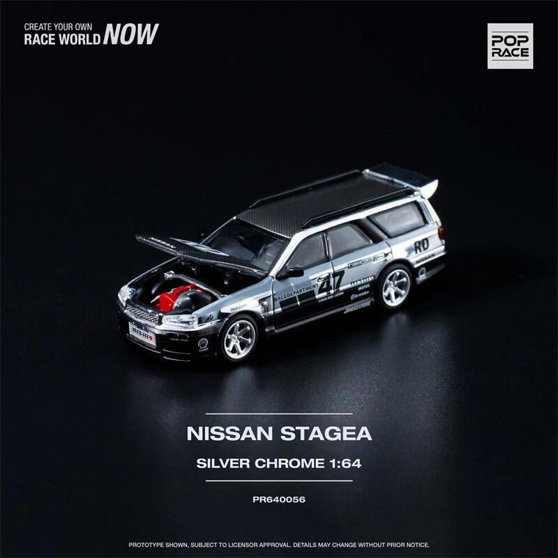 Pop Race - Nissan Stagea R34 Silver Chrome - Scala 1/64 PR64-56