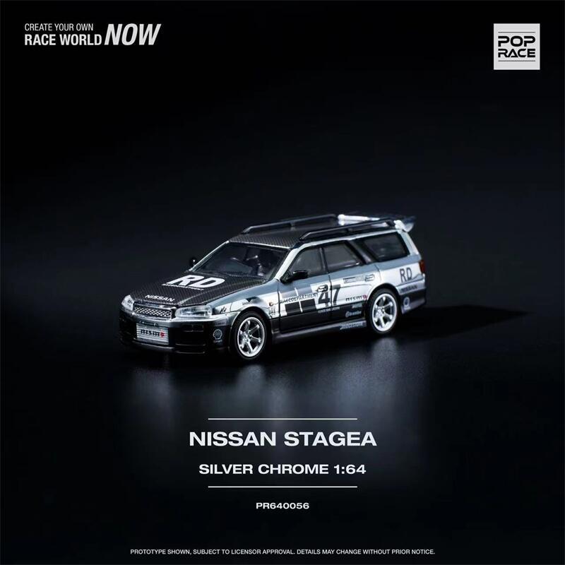 Pop Race - Nissan Stagea R34 Silver Chrome - Scala 1/64 PR64-56