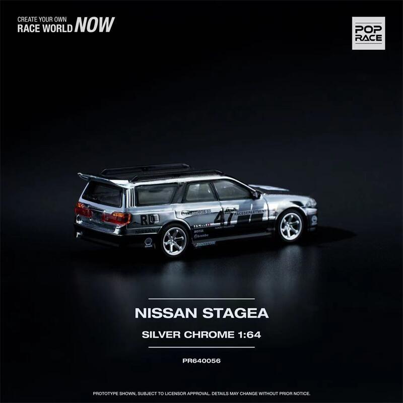 Pop Race - Nissan Stagea R34 Silver Chrome - Scala 1/64 PR64-56