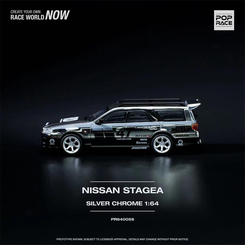 Pop Race - Nissan Stagea R34 Silver Chrome - Scala 1/64 PR64-56