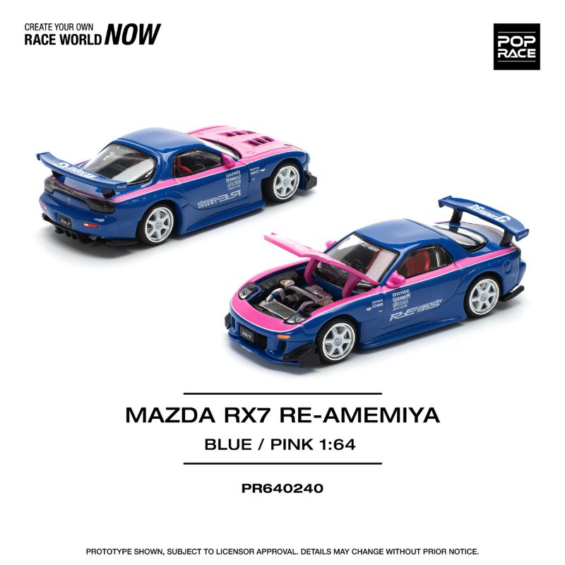 Pop Race - Mazda RX-7 RE-Amemiya Widebody Blue / Pink - Scale 1/64