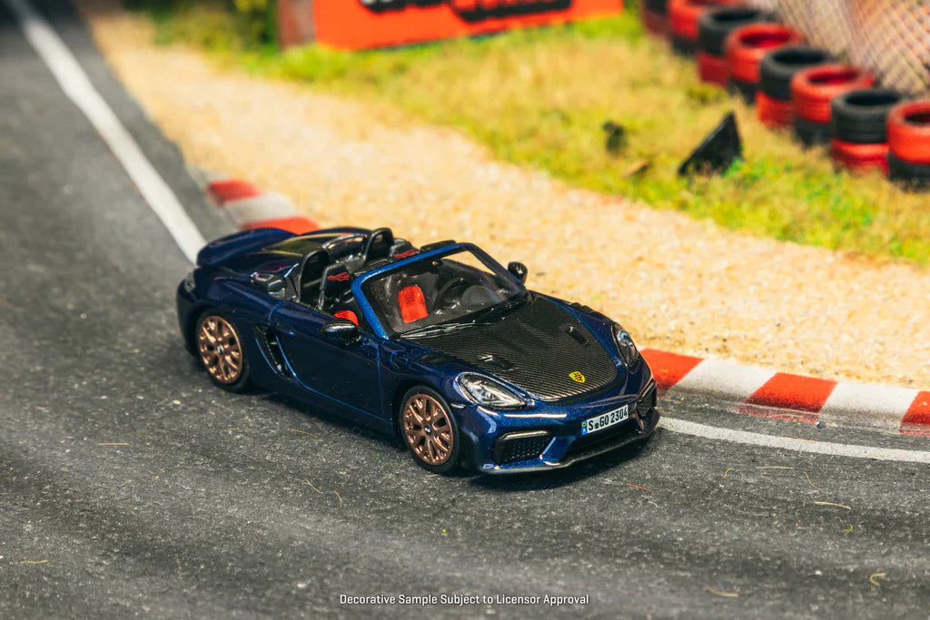 Tarmac Works - Porsche 718 Spyder RS Gentian Blue Metallic Collab64 Minichamps - Scala 1/64 643064006