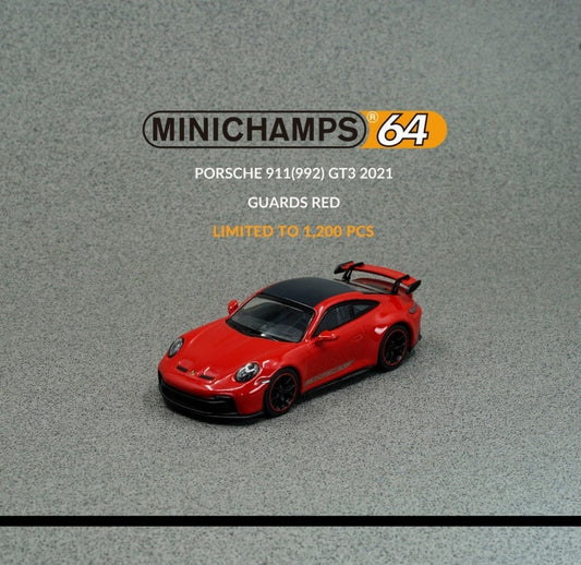 Minichamps - Porsche 911 GT3 (992) 2021 Rouge Guards - Échelle 1/64 643061010