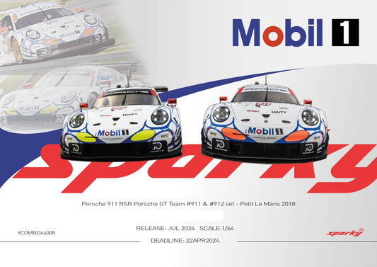 Spark Model - Porsche 911 RSR Porsche GT Team #911 & #912 – Petit Le Mans 2018 SET - Échelle 1/64 YCOMBO64008