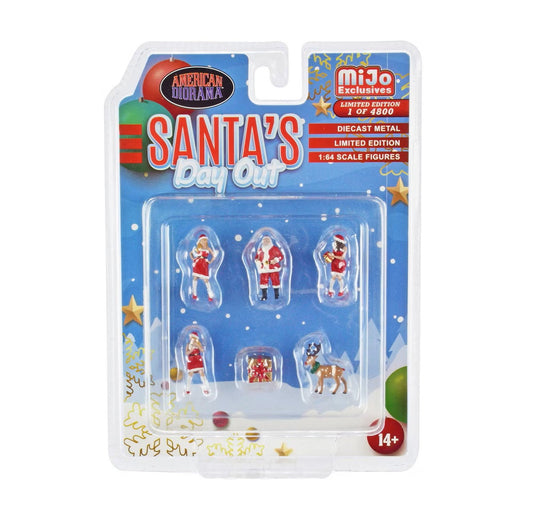 Diorama américain « Santa's Day Out » Coffret 6 pièces moulé sous pression, voiture non incluse - Exclusivités MiJo - Échelle 1/64 AD-76508MJ