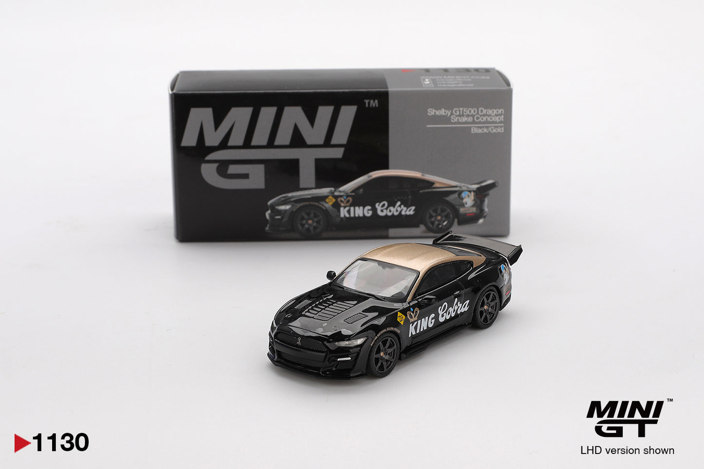 Mini GT - Shelby GT500 Dragon Snake Concept Black/Gold - Scala 1/64 MGT01130-BL Blister Packaging