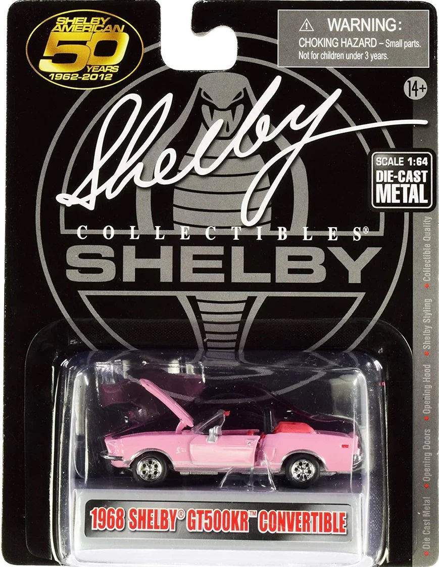 Shelby Collectibles Shelby GT500KR Cabriolet 1968 Rose - Échelle 1/64 Env.