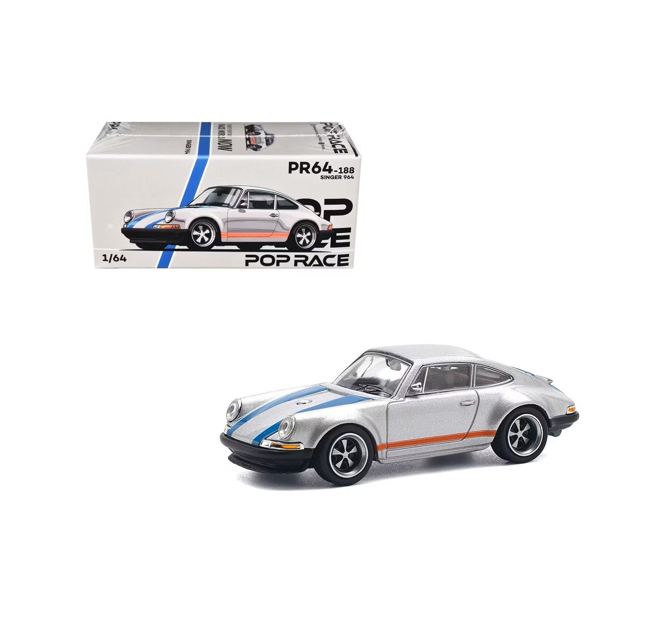 Pop Race - Porsche Singer 964 Silver Blue - Scala 1/64 PR64-188