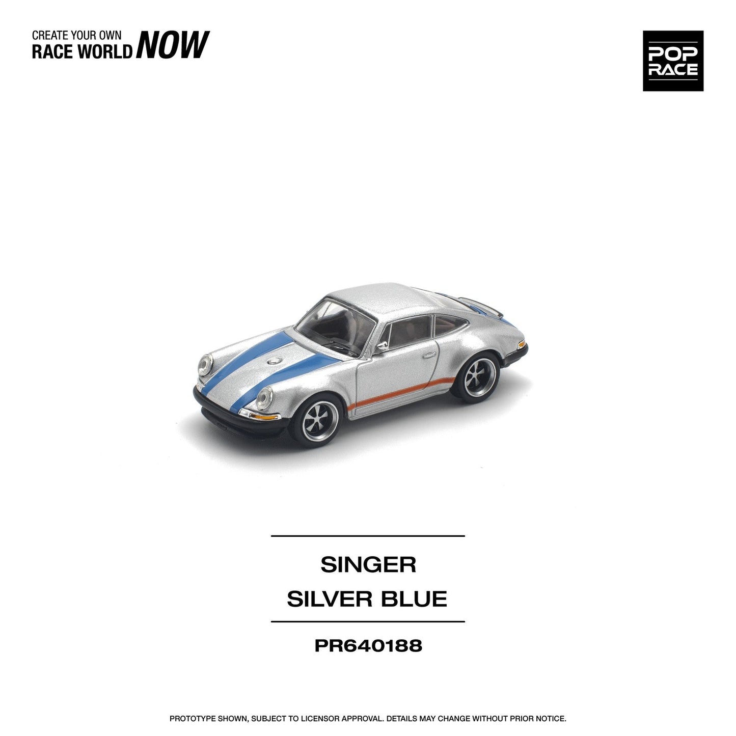 Pop Race - Porsche Singer 964 Silver Blue - Scala 1/64 PR64-188