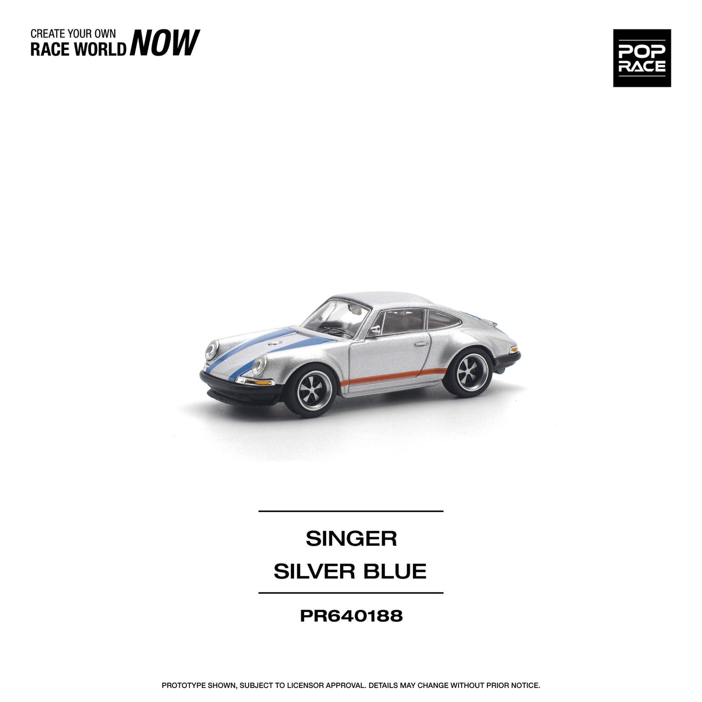 Pop Race - Porsche Singer 964 Silver Blue - Scala 1/64 PR64-188