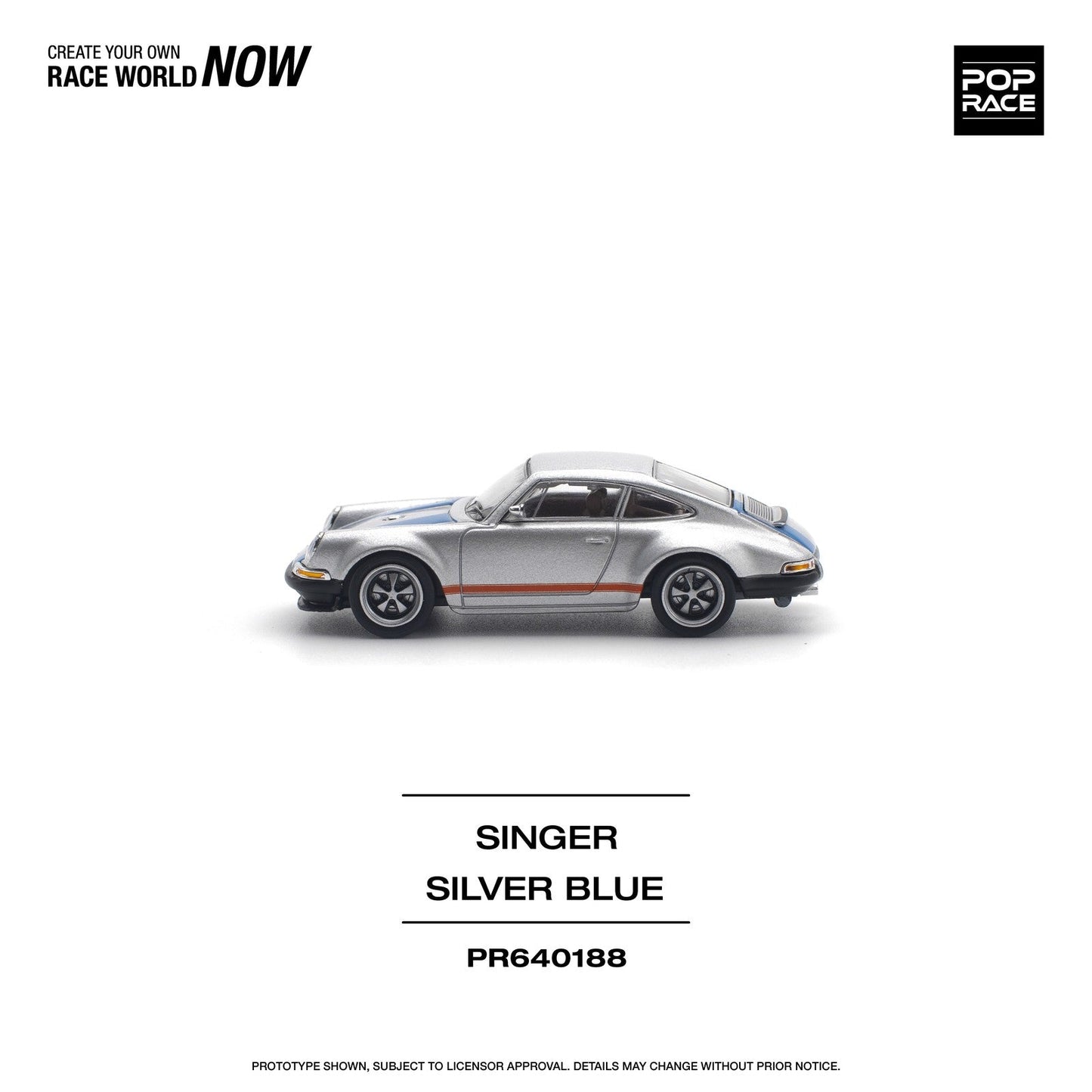 Pop Race - Porsche Singer 964 Silver Blue - Scala 1/64 PR64-188