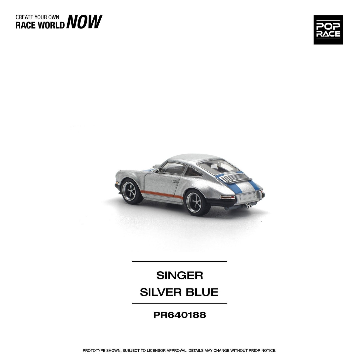 Pop Race - Porsche Singer 964 Silver Blue - Scala 1/64 PR64-188