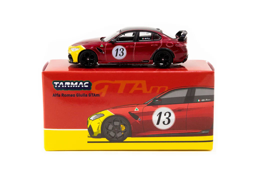 Tarmac Works - Alfa Romeo Giulia GTAm Red / Yellow - Scale 1/64 T64G-TL031-MRY